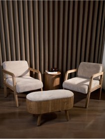 Resim Aberteka Bohem Çay Seti Koltuk Takımı İki Berjer + Sandıklı Puf (Bench) + Yan Sehpa (Sandıklı) 