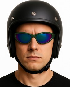 Resim Angel Eyes Aynalı Yeşil Motosiklet Gözlüğü, Yeşil Spor Koşucu UV400 Koruma Cam Unisex Gözlük 