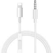 Resim Microcase iPhone Uyumlu Lightning To Aux Çevirici Ses Kontrol Özellikli Kablo Beyaz - Model MH021 