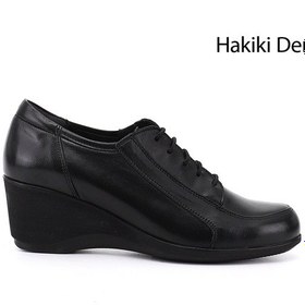 Resim Diğer Kadın Siyah Bağcıklı Dolgu Taban Hakiki Deri Ayakkabı Gdza134m0388 Siyah 