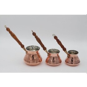Resim Bakır Üzümlü Otantik 3'lü Cezve Seti 