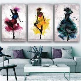 Resim Rengarenk Kızlar Kanvas Tablo Set 