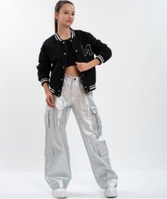 Resim Zekids Kız Çocuk İçi Kapitone Kot Kolej Mont-13424-siyah Siyah 