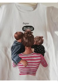 Resim Modavals Anneler Günü Tasarımı Di̇ji̇tal Baskılı Anne Çocuk Tshirtleri̇ Çok Renkli 