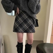 Resim 1pc Şık Tartan Plaid Polyester A-Şerit Etek - Yüksek Bel, Kısa Uzunluk, Fermuar Kapatma, Muhafazakarlık için Astarlı, Dokuma Kumaş, Tüm Mevsim Flared Hem 