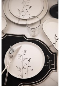 Resim Kütahya Porselen Bone V-form 52 Parça 12 Kişilik Yemek Takımı Angelica Siyah 