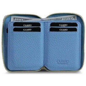 Resim Guard Turkuaz Mavi Hakiki Deri Tam Fermuarlı Mini Cüzdan // Grd260225wt384 Diğer 