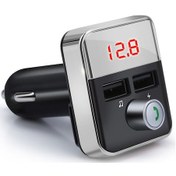 Resim Jeehugo Bluetooth 5.0 Araç Fm Transistörü - Stereo Ses Kalitesi, Elle Ulaşmadan Arama, Çift Usb Şarj, Mp3 Oynatıcı, Gümüş 