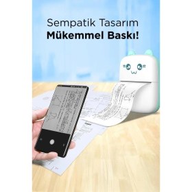 Resim İlkyaz Fashion C9 Pembe Mini Yazıcı Taşınabilir Termal Yazıcı Kablosuz Bağlantı Ap Kontrol Cep Yazıcısı 