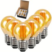 Resim 6 adet LED Ampuller Edison Tarzı Amber Vintage Dekoratif Aydınlatma Ampulleri G45 220V 4W 6W 2700K Altın Cam Sıcak Beyaz Taklit Antika LED Filament Küçük Küre Ampulleri 4.5cm X 6.99cm 