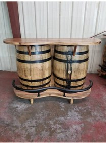 Resim Masifart Şarap Fıçısı Tablalı Mini Bar İkili Yarımay 