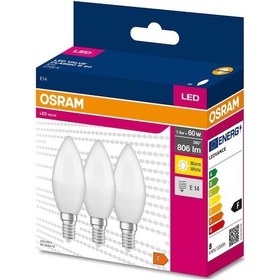 Resim Osram Ledvalue 7,5w 60w 3 Lü Led Mum Ampul Sarı - 2700k E14 
