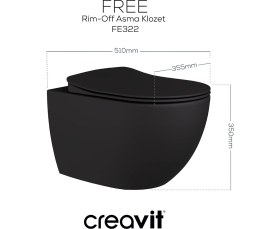 Resim Free Rim-Off Duroplast Yavaş Kapanan Klozet Kapaklı Mat Antrasit Set 