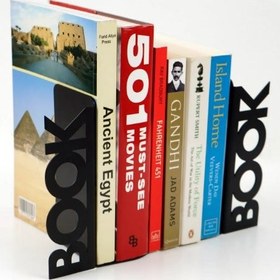 Resim BOOK Yazılı Metal Kitap Tutucu & Bookend - Siyah 