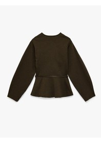 Resim Koton Slim Fit Uzun Kollu Peplum Kesim Kemerli Hırka Kahverengi 6sak30050ek Kahve 