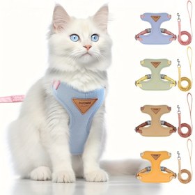 Resim Küçük kediler için nefes alabilen rahat oturan yelek ve güvenlik tasması ile Anti-Escape Kedi Tasma Seti, Ayarlanabilir Boyut Çok Renkte Mevcut 