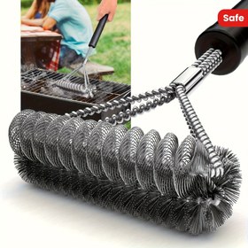 Resim Paslanmaz Çelik Izgara Fırçası Yeniden Kullanılabilir Tel Kıllarla - 15 İnç Ağır Hizmet Tipi Ergonomik Sap, Izgaralar ve Izgaralar için Pas Dirençli Barbekü Temizleme Aracı - Erkekler için Mükemmel Hediye, Barbekü Aksesuarları, Izgara Aksesuarları 
