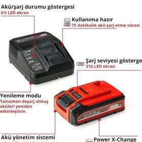 Resim Orijinal Einhell 4 Ah Plus Power X-Change Başlangıç Seti (1x 18V 4 Ah Akü, 1 x 3A Şarj Cihazı, 75 Da 
