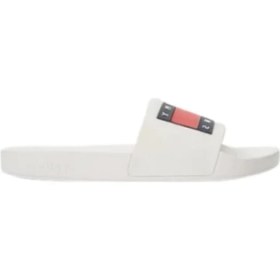 Resim Tommy Hilfiger Erkek Ekru Pool Slide Ess Terlik Düz Topuk ile Rahat Kullanım 