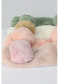 Resim Toyaş Pon Pon Peluş Bandana Makyaj Spa Saç Bandı Beyaz Çok Renkli 
