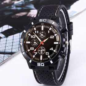 Resim Spor Kuvars Saat - Silikon Kayış, Yuvarlak Kasa, Erkekler & Kadınlar için Analog Ekran 