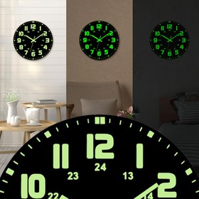 Resim 1 Adet 30.48 cm Işıklı Duvar Saati - Sessiz Tıkırtısız, Karanlıkta Parlayan Rakamlar ve Kollar, Yatak Odası, Oturma Odası, Mutfak Dekoru için Siyah Vinil Modern Düzensiz Tasarım (Pil Dahil Değildir) | Dayanıklı Vinil Malzeme, Modern Estetik | Yatak Odası Duvar Saati 