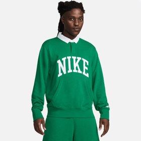 Resim Nike Club Fleece Uzun Kollu Erkek Yeşil Polo 