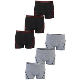 Resim Hepsine Rakip Tutku İç Giyim 6'lı Paket Erkek Çocuk Pamuklu Elastan Boxer Tec0133 Siyah - Gri 