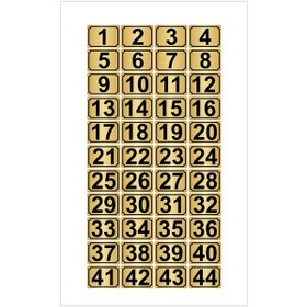 Resim Metal Kapı,masa,dolap Numarası 10cmx15cm 44 Adet Dikdörtgen (1…44) Altın Renk Metal 