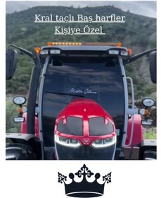 Resim EYBA STİCKER Taçlı isim baş harfleri 25x25 özel yazı traktör Erkunt sticker case tümosan massey 