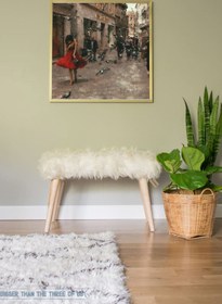 Resim LOVİSSE HOME Beyaz Gürgen Ayak Peluş Puf, Bench, Tabure, Berjer 