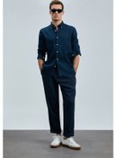 Resim Lufian Pitaya Erkek Keten Gömlek Comfort Fit Lacivert Lacivert 111010630100200 Lacivert 