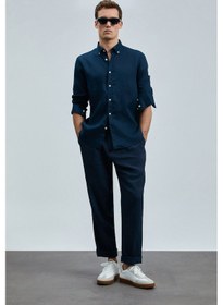 Resim Lufian Pitaya Erkek Keten Gömlek Comfort Fit Lacivert Lacivert 111010630100200 Lacivert 