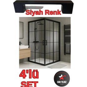 Resim Can Yıldız Plastik Lüks Kare Siyah D Kulp Duşakabin Kulbu Siyah Duş Kulp 4 Adet Dörtlü Set Lüx 