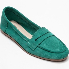 Resim Luvi Shoes F02 Zümrüt Yeşil Süet Hakiki Deri Kadın Loafer Ayakkabı Zümrüt Yeşili 