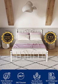 Resim ARGİMO Bella Çift Kişilik Ferforje Metal Karyola Beyaz 