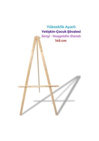 Resim Ahşap Ayarlı Şövale, Resim Sehpası, Ressam Şövalye Sergi Tuval Tutucu, 144 Cm, Hoşgeldiniz Standı 