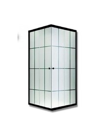 Resim Durul Duşakabin Kare Siyah Profil Kumlama Karomat Desen Siyah 