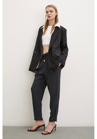 Resim Never More Beli Lastikli Boru Paça Pantolon Lacivert Lacivert 