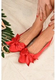Resim Fox Shoes Kırmızı Saten Kumaş Kadın Babet H726809004 Kırmızı 