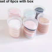 Resim 6 adet Mini Parmak Pufu Kutulu Makyaj Süngeri Puf Seti Konteynerli Makyaj Puf Seti Küçük Mini Toz Pufu Paketli Parmak Süngeri Seti Ambalajlı Krem Kapatıcı Uygulayıcı Yastık Puf Makyaj Araçları 