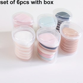 Resim 6 adet Mini Parmak Pufu Kutulu Makyaj Süngeri Puf Seti Konteynerli Makyaj Puf Seti Küçük Mini Toz Pufu Paketli Parmak Süngeri Seti Ambalajlı Krem Kapatıcı Uygulayıcı Yastık Puf Makyaj Araçları 