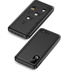 Resim Powerway Orjinal 10.000 mAh Kendinden Kablolu ve Telefon Standlı Şarj Göstergeli Siyah Taşınabilir Powerbank 
