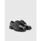 Resim Pertis Hakiki Rugan Deri Siyah Kadın Oxford Ayakkabı 