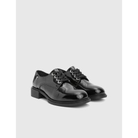 Resim Pertis Hakiki Rugan Deri Siyah Kadın Oxford Ayakkabı 