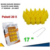 Resim Sivri Mermi Tip Bijon Kapağı Plastik Sarı Renk 17 mm Bijon 
