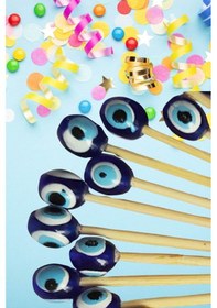 Resim 30 Adet Nazar Boncuklu Pasta Kürdanı 6 Cm - Pasta Süsü- Cupcake 