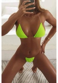 Resim Şeffaf Bant Detaylı Brazilian Bikini - Yeşil Yeşil 