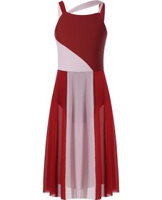 Resim Koyu Yeşil Kızlar Örgü Yerleşimi Bale Çağdaş Dans Elbise Lirik Kolsuz Leotard Kostüm Koyu Yeşil 