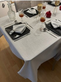Resim Dertsiz Simli Masa Örtüsü Gümüş Renk 